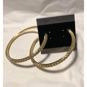 Gold Hoop Rhinestone Earrings